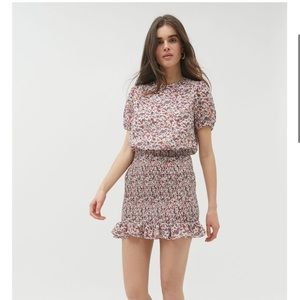 UO Floral Shirred Skirt Dress